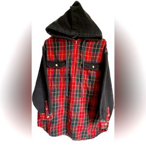 90s Jones New York Plaid Fleece Hoodie Quarter Zip Size L